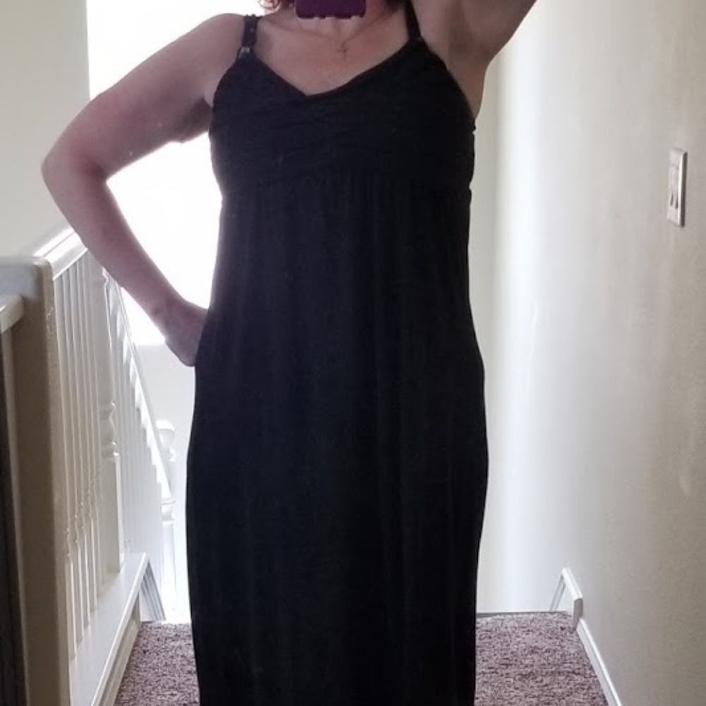 Spaghetti Strap Long Black Dress